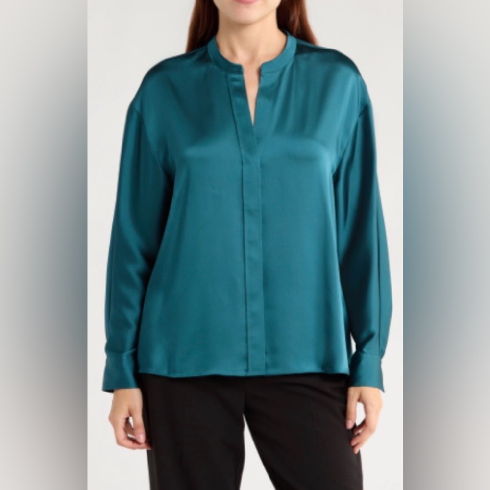 NWT Vince Teal Satin Blouse